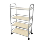 FuTECH Large 4-Shelf Utility Cart - 24"W x 39-1/2"H x 13"D - Silver-Bar & steel storage rack