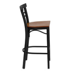 Flash Furniture HERCULES Series Black Two-Slat Ladder Back Metal Restaurant Barstool - Cherry Wood Seat - 2 Pack-Cherry Finished Wood Seat