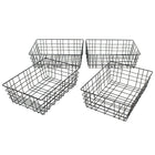 Cathay Importers Wire Rectangle Basket, Black, 4 Pack (EC-10-2324)-Strong and durable wire construction