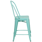 Flash Furniture Commercial Grade 24" High Mint Green Metal Indoor-Outdoor Counter Height Stool with Back-Seat Drain Hole assists in drying