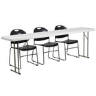 Flash Furniture 96" Folding Training Table with 3 Black Plastic Stack Chairs, Granite White (RB18961)-Rectangular training table set includes one table and three chairs