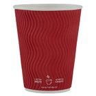Tannex Double Wall Ripple Paper Coffee Cup, 10oz/300ml, Red, 500 Pack-Serve your hot and cold beverages with confidence
