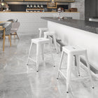 Flash Furniture 24" High Backless Metal Indoor-Outdoor Counter Height Stool with Square Seat - White-Backless Design