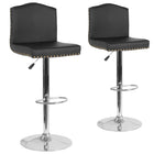 Flash Furniture Bellagio Contemporary Adjustable Height Barstool with Accent Nail Trim - Black LeatherSoft - 2 Pack-Arched Back Design
