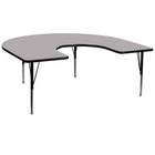 Flash Furniture 60''W x 66''L Horseshoe Activity Table with Thermal Fused Top and Height Adjustable Pre-School Legs, Grey-Grey Laminate