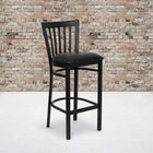 Flash Furniture HERCULES Series Black School House Back Metal Restaurant Barstool - Black Vinyl Seat-Welded Joint Assembly