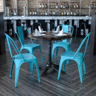 Flash Furniture Commercial Grade Crystal Teal-Blue Metal Indoor-Outdoor Stackable Chair-Small Caps on cross brace protect finish when stacked