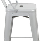 Flash Furniture 24" High Silver Metal Indoor-Outdoor Counter Height Stool with Back-Drain Hole in Seat