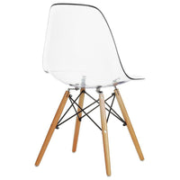 Nicer Furniture Eiffel Style Side Chair with Natural Wood Legs - Clear - 4 Pack-High quality heavy-duty plastic molded seat 