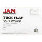 JAM Paper Plastic Envelopes with Tuck Flap Closure, Booklet, 6 x 9, Clear Poly, 12 Pack (1541748)-Opening: booklet