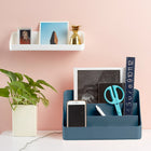 Poppin Desk Organizer - Slate Blue-Made out of sturdy plastic polystyrene with a matte finish