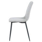 My Home My Living Fabric Side Chair with Matte Black Sanded Steel Legs - Light Grey - 2 Pack-Square back design