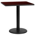 Flash Furniture 30" Square Laminate Table Top in Mahogany with 18" Round Table Height Base (XUMA3030TR18)-Hospitality Table