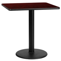 Flash Furniture 30" Square Laminate Table Top in Mahogany with 18" Round Table Height Base (XUMA3030TR18)-Hospitality Table