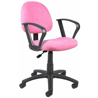 Nicer Furniture Perfect Posture Deluxe Microfiber Task Chair with Loop Arms - Pink-Thick padded seat with built in back and lumbar support.