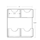 Azar Four-Pocket Wall Mount Bifold Brochure Holder, 2 Pack (252090)-Clear Acrylic