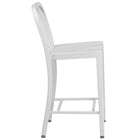Flash Furniture 24" High White Metal Indoor-Outdoor Counter Height Stool with Vertical Slat Back-Vertical Slat Back