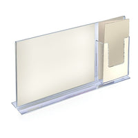 Azar Displays Acrylic Counter Display Sign Holder with Brochure Holder, 16"W x 8.5"H, 2 Pack (252054-2-PACK)-This sign holder can be displayed on pegboard, slatwall and gridwall wall systems & displays