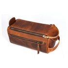 Tolredo Athens Leather Toiletry Bag Dopp Kit - Brown-100% genuine premium leather