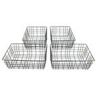 Cathay Importers Wire Rectangle Basket, Black, 4 Pack (EC-10-2324)-Black wire rectangle basket