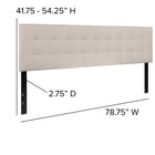Flash Furniture Bedford Tufted Upholstered King Size Headboard - Beige Fabric-Headboard Size: 78.75''W x 2.75''D x 22''H