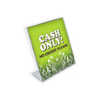 Azar Displays 3" x 2" Vertical Slanted L-Shape Acrylic Sign Holder, 10 Pack (112741)-Plastic sign holder features slant back design that highlights important information