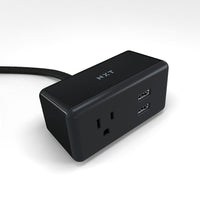 NXT Technologies 5 ft. Extension Cord, 1 Outlet/2 USB Ports, Black (NX56823)-One AC outlet extension cord with two USB ports is great for office work stations requiring extended reach and extra outlets