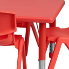 Flash Furniture 24"W x 48"L Rectangular Plastic Height Adjustable Activity Table Set with 6 Chairs - Red-Set Includes: Rectangular Table and 6 Stackable Chairs