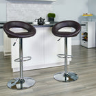 Flash Furniture Contemporary Brown Vinyl Rounded Orbit-Style Back Adjustable Height Barstool with Chrome Base-Swivel Seat