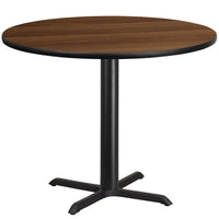 Flash Furniture 42" Round Walnut Laminate Table Top with 33" x 33" Table Height Base-Hospitality Table