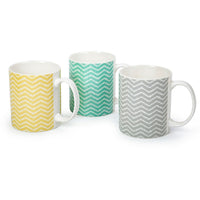 CTG Brands Can Mug Set with Zig Zag Pattern, 10 oz, Green, Yellow, Grey, 6 Pack-Packaging: includes 6 mugs in total, featuring 3 different colors