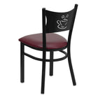 Flash Furniture HERCULES Series Black Coffee Back Metal Restaurant Chair - Burgundy Vinyl Seat-Burgundy Vinyl Upholstered Seat