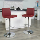 Flash Furniture Contemporary Burgundy Vinyl Adjustable Height Barstool with Panel Back & Chrome Base-CA117 Fire Retardant Foam