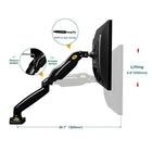 North Bayou 17"-27" Gas Strut Monitor Desktop Mount - F80-Weight Capacity: 4.4 to 14.3 lbs
