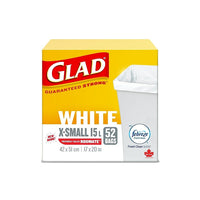 Glad Kitchen Catcher White Roomate with Febreze - 15L - 52 Pack-SMALL WHITE GARBAGE BAGS: Box of 52 Glad X-Small 15L garbage bags