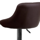 Flash Furniture Contemporary Brown Vinyl Bucket Seat Adjustable Height Barstool with Diamond Pattern Back & Chrome Base - 2 Pack-Height Adjustable Seat with Gas Lift