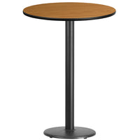 Flash Furniture 30" Round Natural Laminate Table Top with 18" Round Bar Height Table Base-Bar Height Hospitality Table
