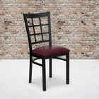 Flash Furniture HERCULES Series Black Window Back Metal Restaurant Chair - Burgundy Vinyl Seat - 2 Pack-Welded Joint Assembly