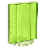 Azar Displays 20" x 16" Pegboard Counter Unit, Green Translucent (700500-GRE)-Two-sided display stands on a clear plastic revolving base, providing easy customer access