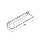 Azar Displays 20" x 4" Acrylic Shelf For Pegboard/Slatwall, Clear, 4 Pack (556013)-2"H x 20"W x 4"D, 3/16"T