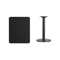 Flash Furniture 24'' x 30'' Rectangular Laminate Table Top, Black with 18'' Round Table-Height Base (XUBK2430TR18)-Hospitality Table