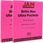 JAM Paper Bright Color Paper, 8.5 x 11, 24lb Brite Hue Ultra Fuchsia Pink, 2 packs of 100 (184931g)-Ultra fuchsia pink