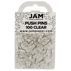 JAM Paper Push Pins, Clear Pushpins, 10 Packs of 100, 1000 Total (222419050g)-Material: Metal