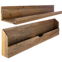kieragrace Muskoka Cantu Shelf & Pugh Shelf - Set of 2, Walnut, (36" x 3.5" x 9.5") and (36" x 5" x 5")-Set of 2 wood wall shelves