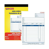 Staples Bilingual Sales Order Form - 50 Duplicates - Carbonless - Staple Bound - 6" x 8" - 10 Pack-Includes spaces for name and address of retailer, description of product and amount of sale for seamless record keeping