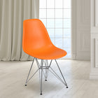 Flash Furniture Elon Series Orange Plastic Chair with Chrome Base-Waterfall Seat Reduces Leg Strain