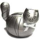 Elegance Cat Money Bank with White Ribbon, Pewter-Plated (88615)-Piggy bank