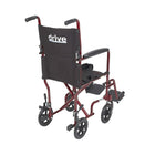 Drive Medical Lightweight Transport Wheelchair, Red, 17" Seat-Aluminum frame is lightweight and strong