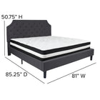 Flash Furniture Brighton King Size Tufted Upholstered Platform Bed with Pocket Spring Mattress - Dark Grey Fabric-Dark Grey Fabric Upholstery