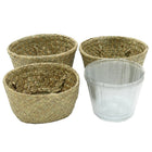 Cathay Importers Seagrass Basket with PVC Hard Liner, Natural, 3 Pack (EC-08-1942)-Top opening 4.5"Dia; Mid-belly height 3.5"H